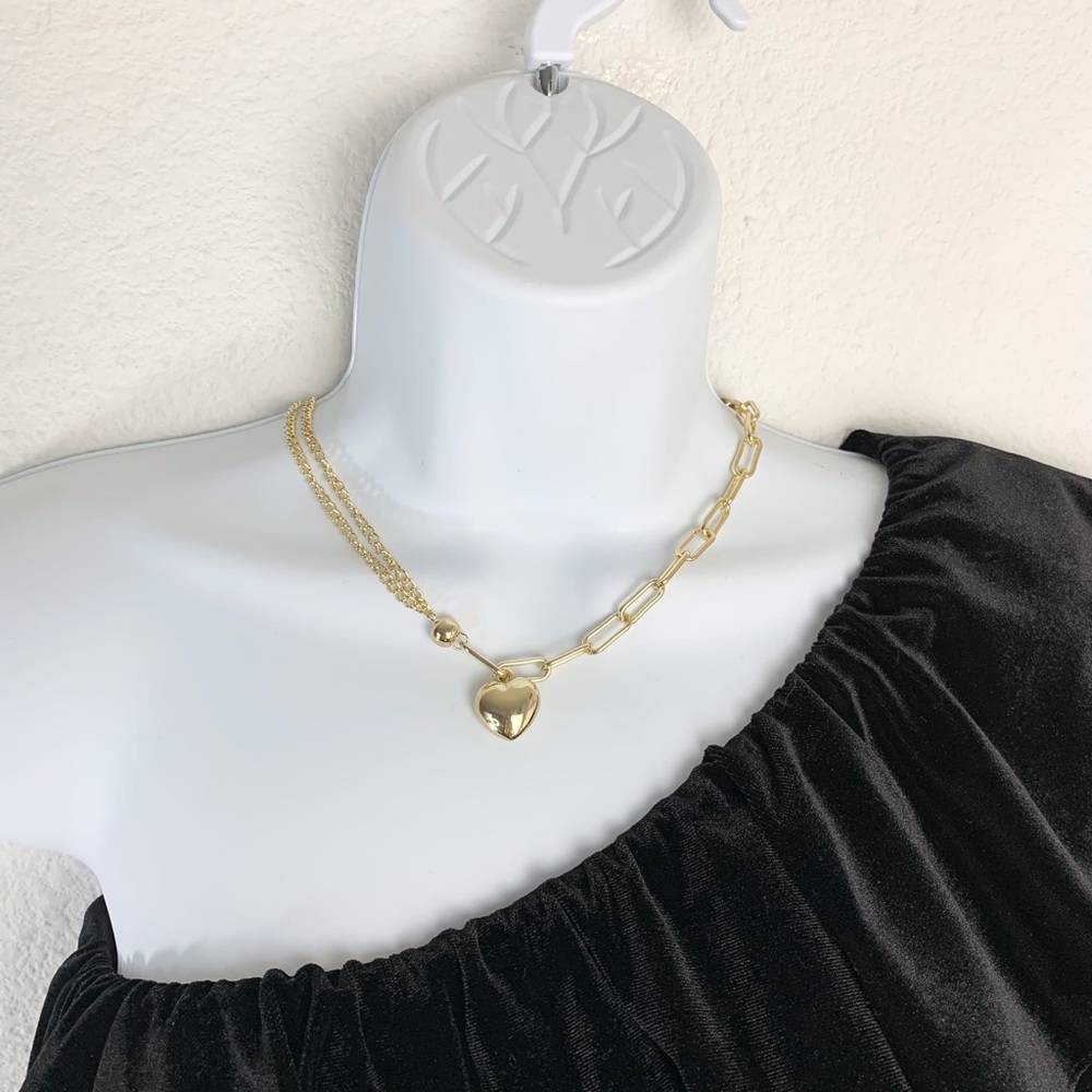 Amber Sceats x Revolve Mixed Chain Link Heart Pendant Necklace